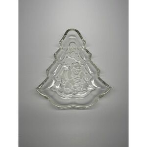 Vintage Gorham North Pole Express Crystal Treat Dish 8.5" - Tree Shape - Germany